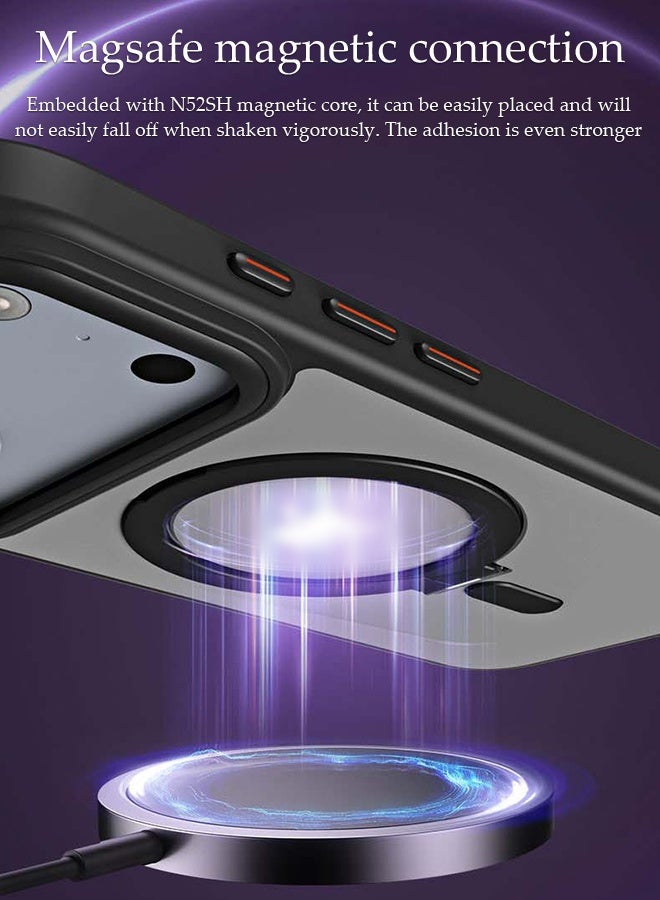 DUNISO Magnetic Phone Case for iPhone 17 Pro Max Case Anti-Slip and Drop-Proof Protective Cover with Invisible Magnetic Ring Stand Compatible with MagSafe Ultra Thin Transparent Matte Back Shockproof Phone Case for iPhone 17 Pro Max - Image 2