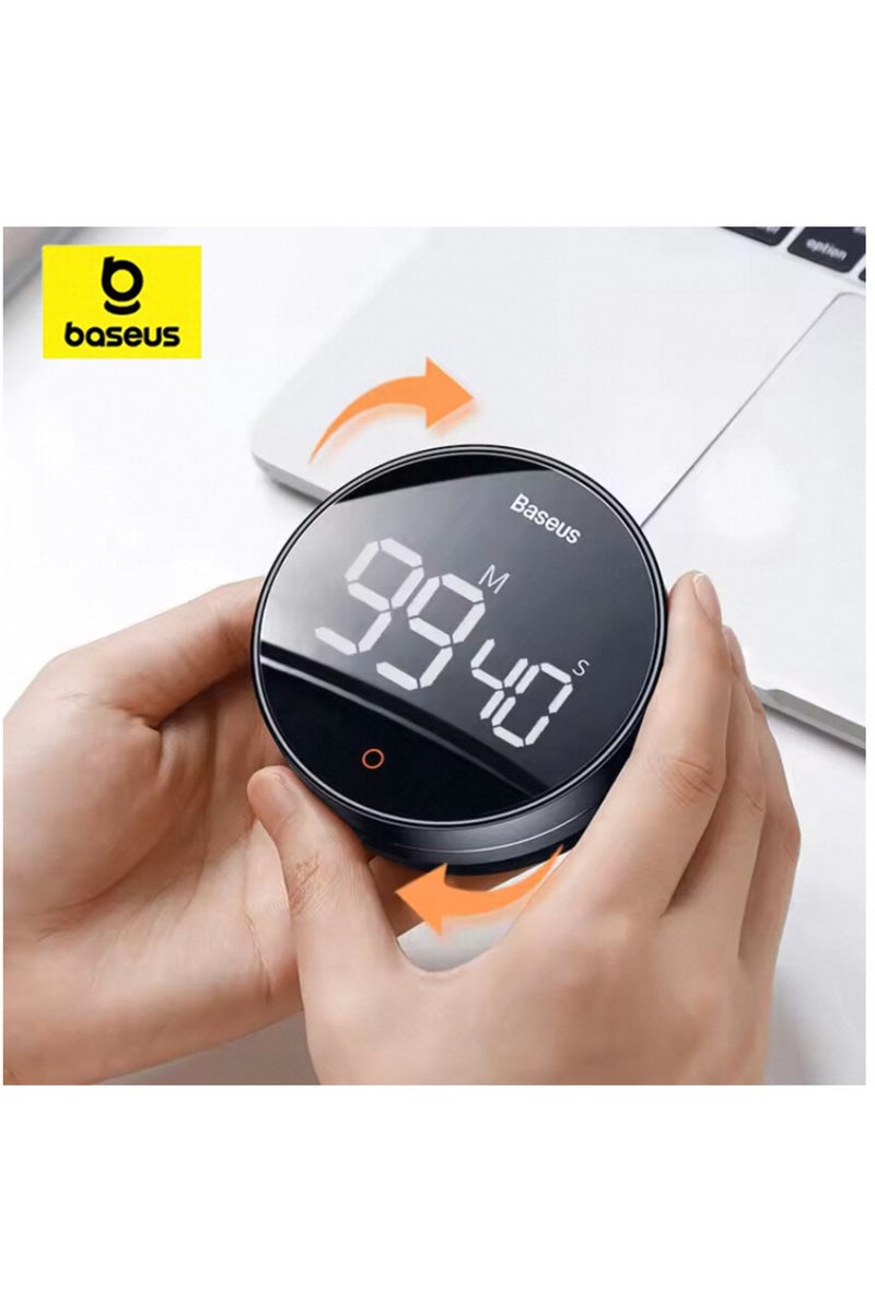 erorex Baseus Black Magnetic Kitchen Timer Digital Timer Manual Countdown Alarm Clock - Image 1