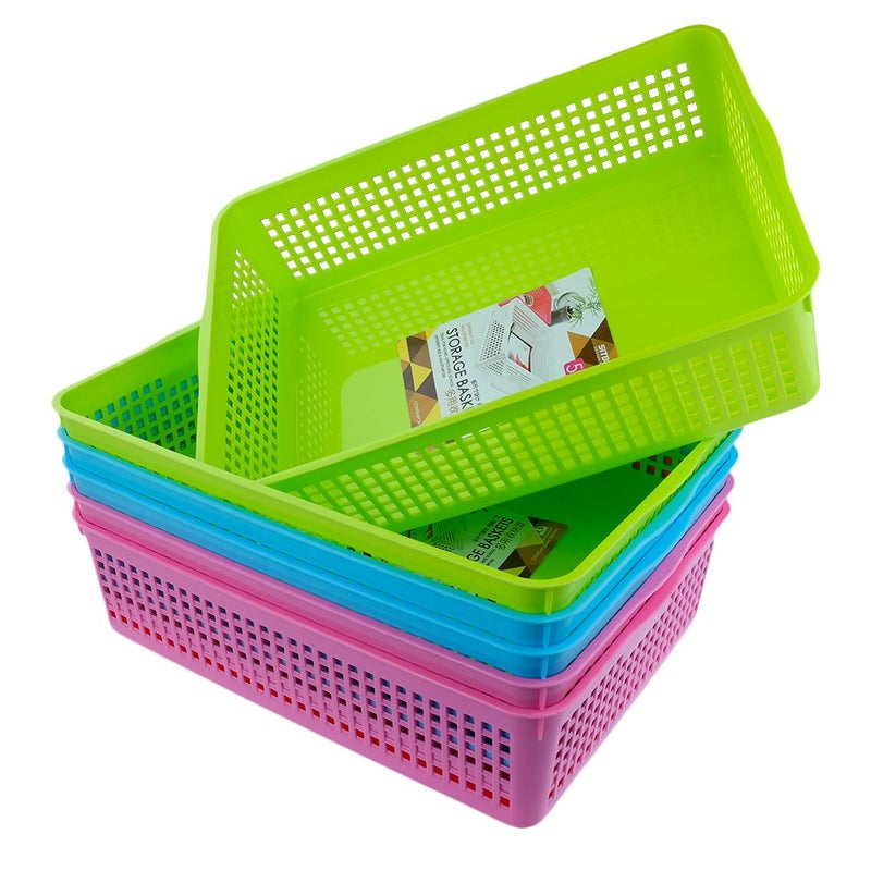 Anbers Plastic Rectangle Storage Baskets Desktop Organizing Tray Baskets Set of 6