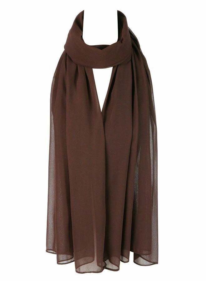Big Chiffon Crepe Scarf Solid - Brown 