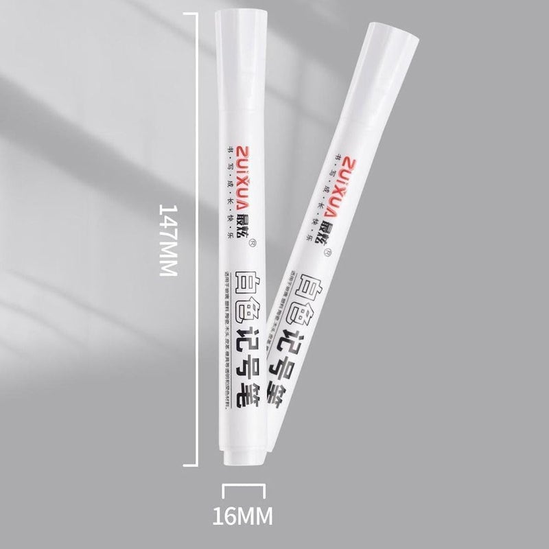ARROLLIANT White Permanent Marker Pens Set Oily based Work on tire/plastic/metal/paper/glass/cloth surface Waterproof School supplies Stationery Art brush pen Pack of (8) - Image 4