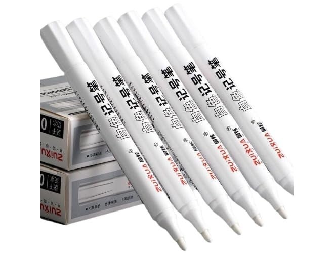 ARROLLIANT White Permanent Marker Pens Set Oily based Work on tire/plastic/metal/paper/glass/cloth surface Waterproof School supplies Stationery Art brush pen Pack of (8) - Image 1