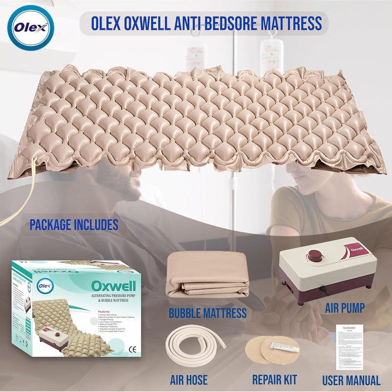 OLEX Oxwell 130 Cells Bubble Mattress with Pump for Bed Sore Patients with Puncture kit | 1 Year Warranty | Safety Aid Mattresses - Image 2