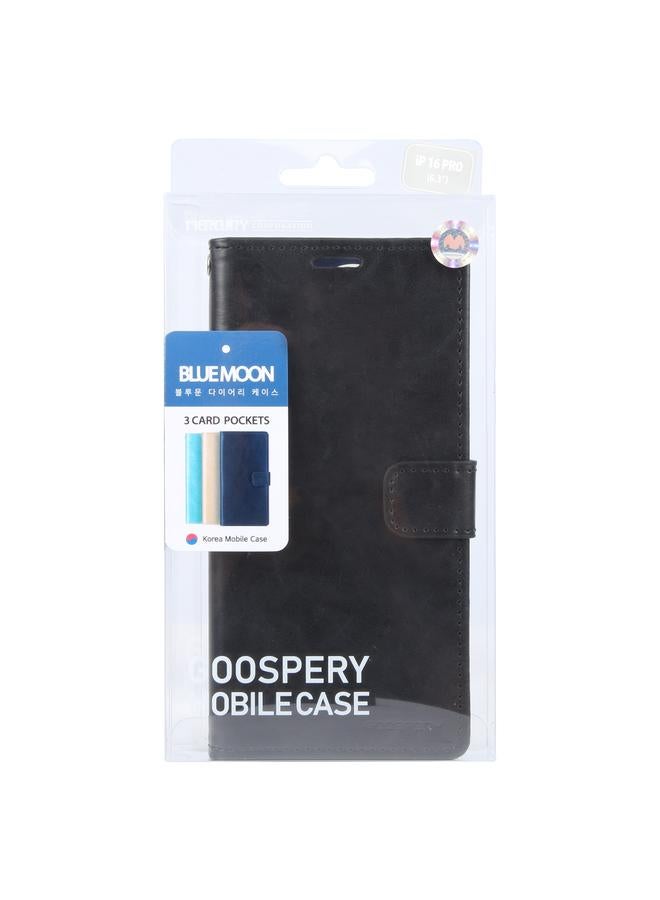 GOOSPERY Case For iPhone 16 Pro Max BLUE MOON Crazy Horse Texture Leather Phone Case - Image 4