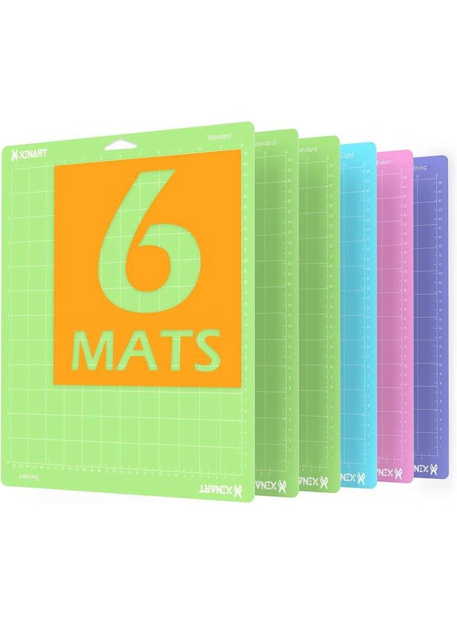 Xinart 12x12 Cutting Mat for Cricut (12x12", 6 Pack Variety Grip) - Image 1