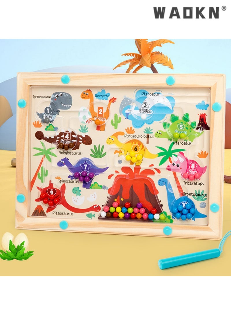 دبليو أيه أو كي أن ديناصور لعبة المتاهة المغناطيسية للأطفال ، لون العين واليد تنسيق اللعبة ، هو الخيار المثالي لتنمية المهارات المعرفية ، ومناسبة جدا للتعلم المبكر من اللعبة ، ومناسبة للأطفال أكثر من 3 سنوات من العمر . - Image 1