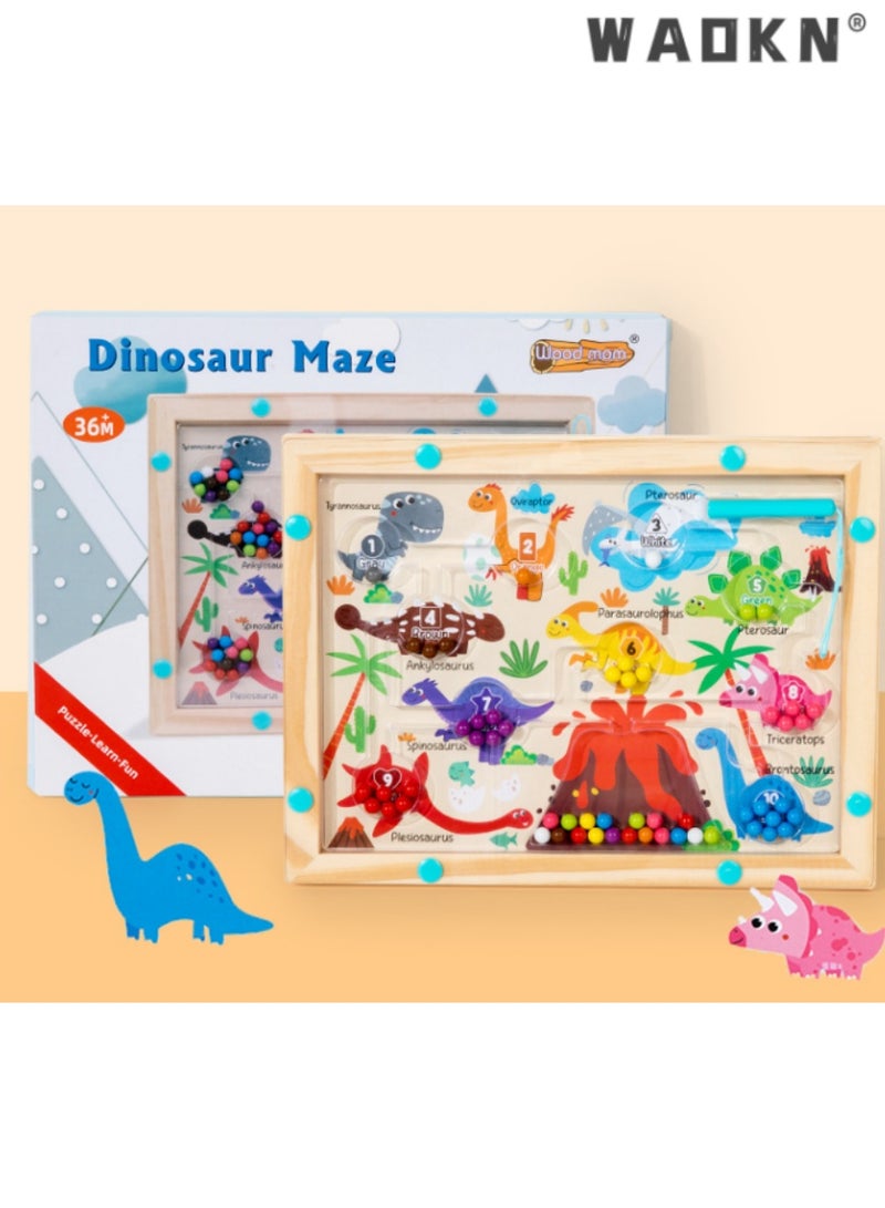 دبليو أيه أو كي أن ديناصور لعبة المتاهة المغناطيسية للأطفال ، لون العين واليد تنسيق اللعبة ، هو الخيار المثالي لتنمية المهارات المعرفية ، ومناسبة جدا للتعلم المبكر من اللعبة ، ومناسبة للأطفال أكثر من 3 سنوات من العمر . - Image 4
