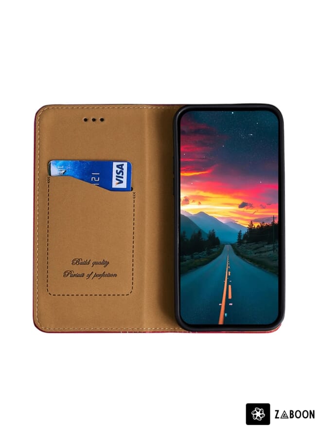 Zaboon Protective Case For Realme C17 / Realme 7i Skin Feel Crocodile Texture Magnetic Leather - Image 3