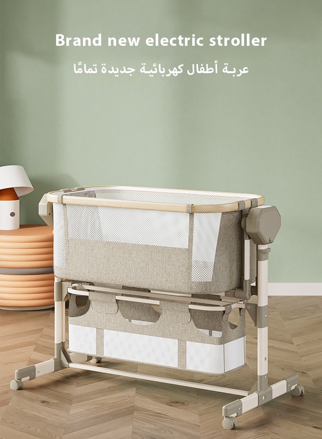 كيديليو سرير أطفال قابل للتعديل بجانب السرير، مهد أطفال مع سلة تخزين كبيرة، سرير سفر مع مرتبة وشبكة تهوية، ناموسية قابلة للفصل، مرتبة ناعمة، عجلات دوارة 360 درجة، للأطفال حديثي الولادة - Image 2