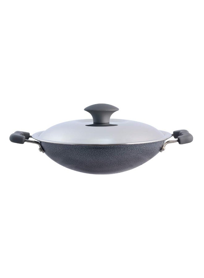 Wonderchef Appachetty Breakfast Pan with Lid | Nonstick Cookware | Appachatty | Chetty Pan | Appam Patra | Round Bottom Kadai | 3mm Thick | Black 22 cm | 1 Year Warranty - Image 1