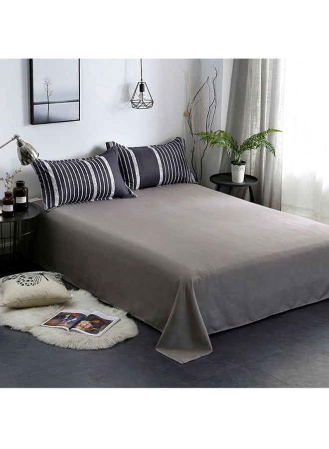 NIBEMINENT 4-Piece Striped Printed Bedding Set Polyester Black/White Quilt Cover 150x200 Cm, Bed Sheet 180x220 Pillow 48x74cm  - Image 2