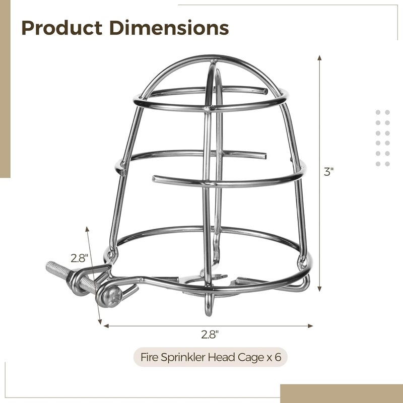 Fire Sprinkler Safety Covers, 6 Metal Guards with Clamp Mounts, 15 Mm Compatible, Reinforced Impact Protection for Sprinkler Heads - Image 3