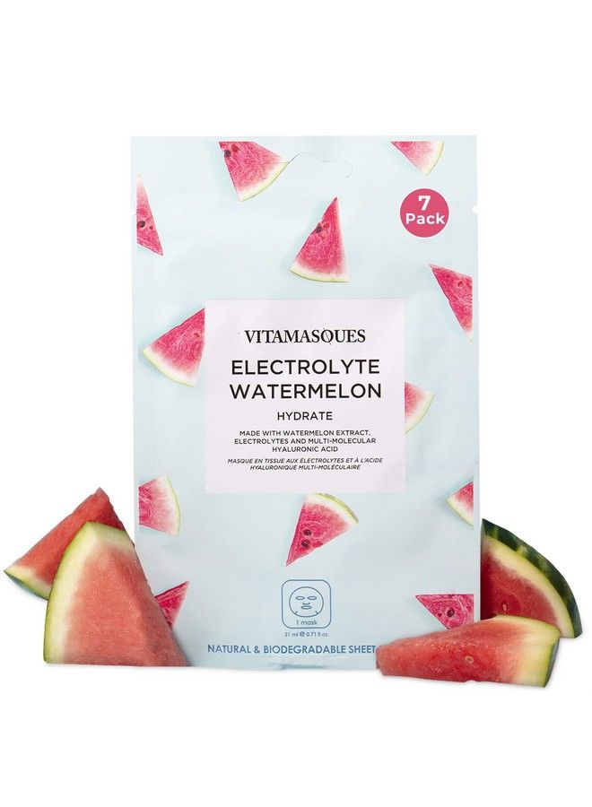 Vitamasques Electrolyte Watermelon Face Sheet Mask Hydrating Korean Face Mask With Hyaluronic Acid For Plump & Moisturized Skin Natural & Biodegradable Vegan Free From Parabens & Gluten - Image 1