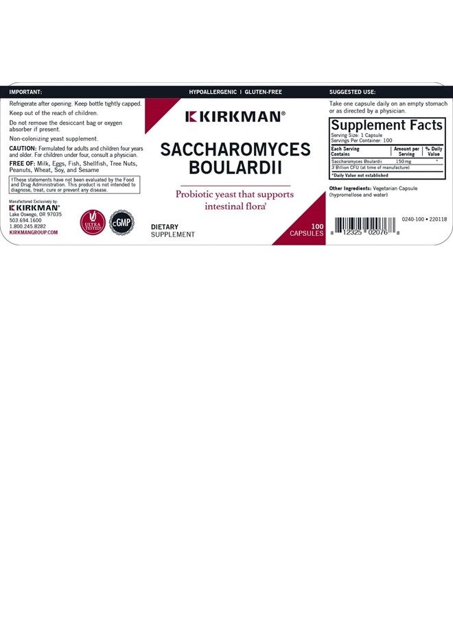 Kirkman Saccharomyces Boulardii - 3 Billion CFU - 100 Capsules - Image 3