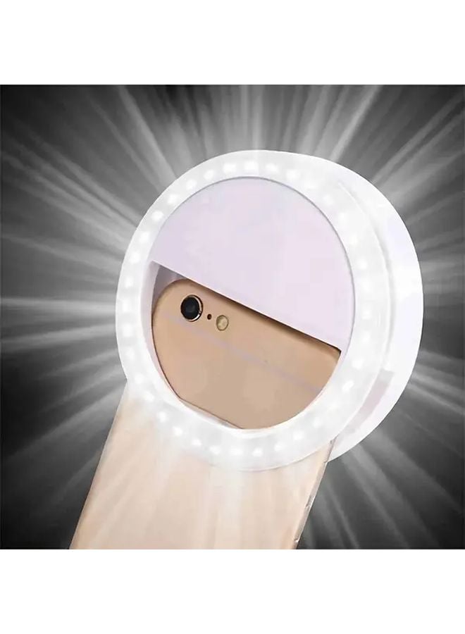ضوء حلقة سيلفي LED أبيض، ضوء ملائم محمول للهاتف لبث الفيديو المباشر - Image 2