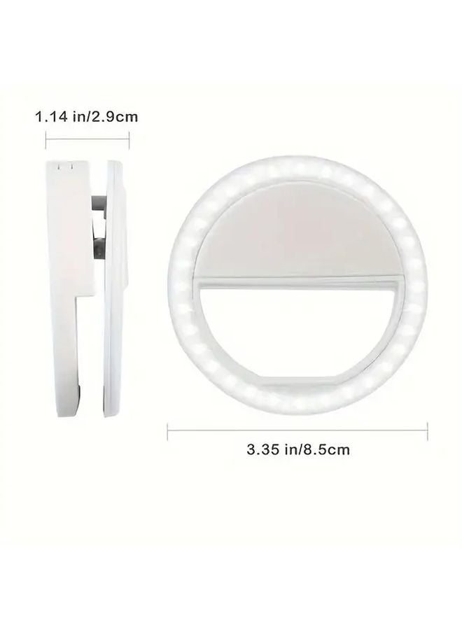 ضوء حلقة سيلفي LED أبيض، ضوء ملائم محمول للهاتف لبث الفيديو المباشر - Image 3