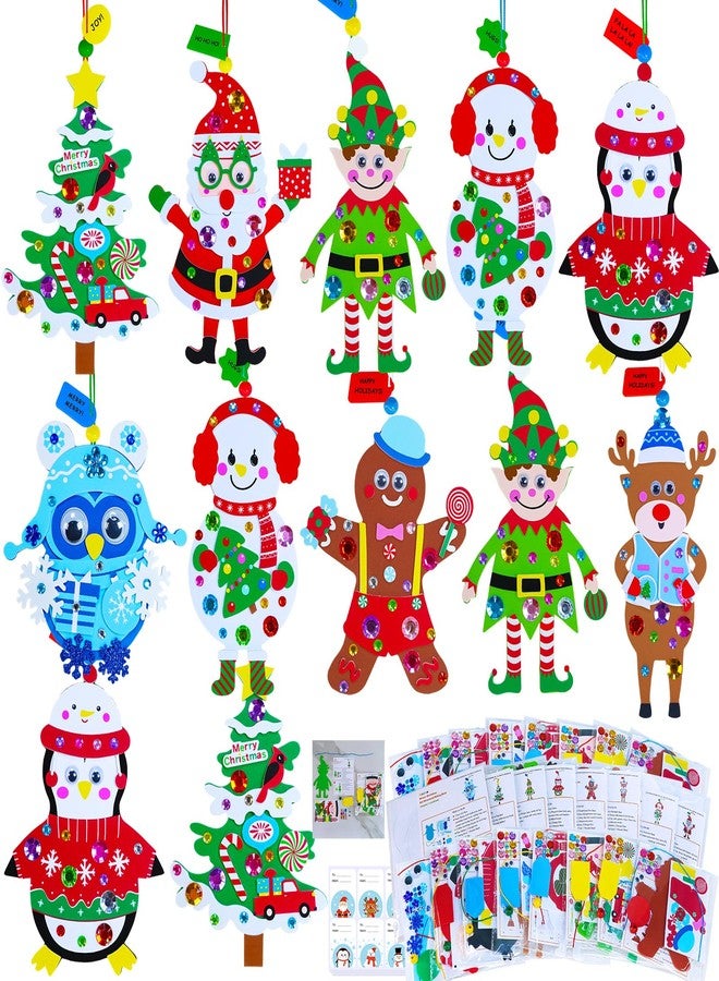 Winlyn 24 Sets 8 Designs Christmas Craft Kits Winter Crafts DIY Holiday Ornaments Decorations Art Sets Festive Foam Stickers Arts and Crafts for Kids Home Classroom Activities Party Favors - Image 1
