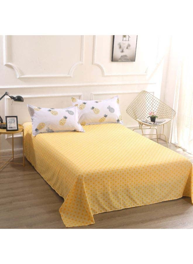 بيوينتي طقم غطاء لحاف مطبوع 4 قطع بوليستر أصفر أبيض - Image 3