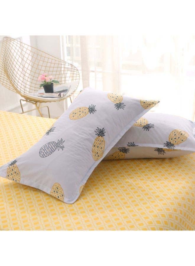 بيوينتي طقم غطاء لحاف مطبوع 4 قطع بوليستر أصفر أبيض - Image 4