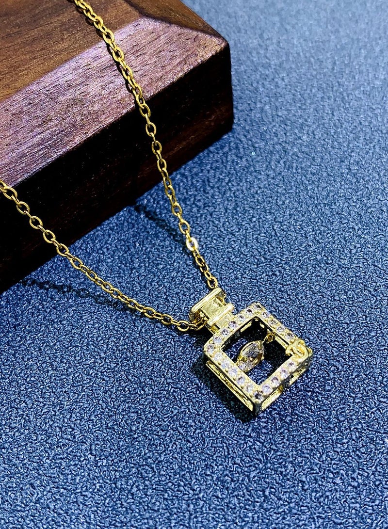 Shiny Perfume Bottle Pendant Necklace,Fashion Jewelry Dress Accessories - Image 5