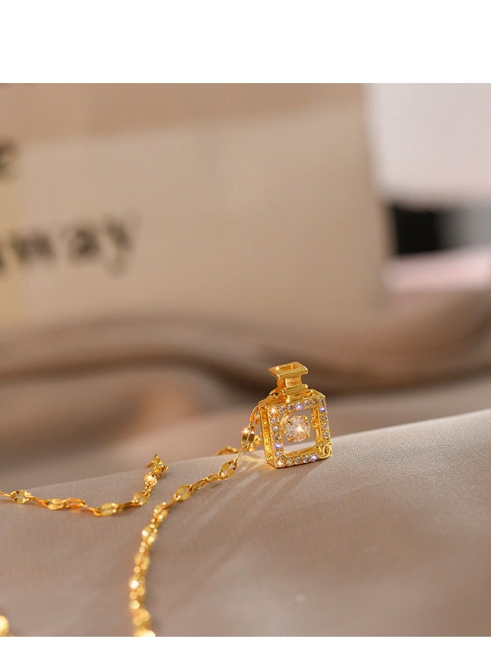Shiny Perfume Bottle Pendant Necklace,Fashion Jewelry Dress Accessories - Image 3