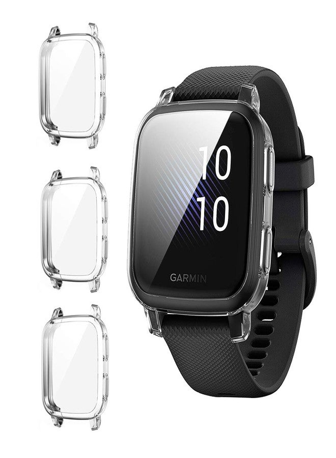 سومان مجموعة Suoman ثلاثية لحماية شاشة ساعة Garmin Venu Sq/Venu Sq Music الذكية، واقي شاشة شفاف عالي الوضوح، غطاء حماية كامل من مادة TPU - شفاف + شفاف + شفاف - Image 1