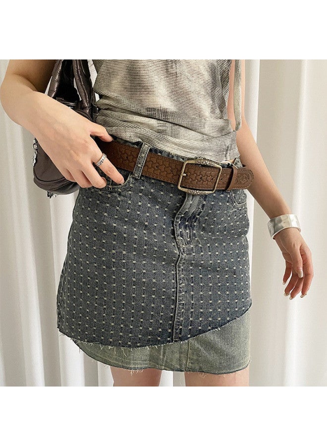 pincai Vintage Ethnic Print Elegant Women's Belt, Unique Design, Accessory For Dresses And Jeans, Casual Leather Strap - Image 2