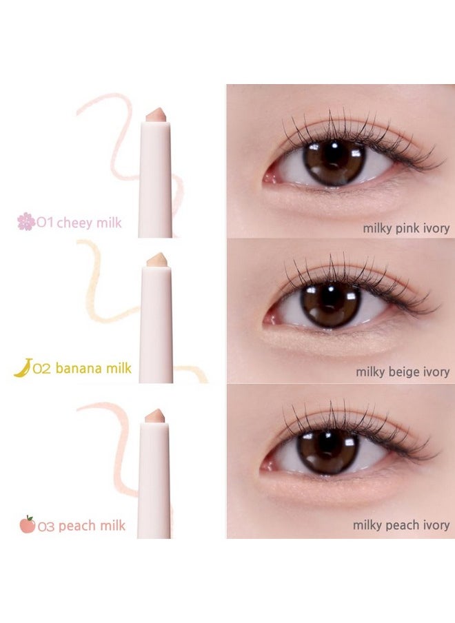 BBI@ BBIA - Bbia Last Powder Pencil 3 Colorshimmer Glitter Stick Eyeshadow Eyeliner Under Eye Highlighter Stick Smooth Cream Crayon Powder Eyeshdow Pencil Longlasting Korea Eye Makeup (02 Banana Milk) - Image 1