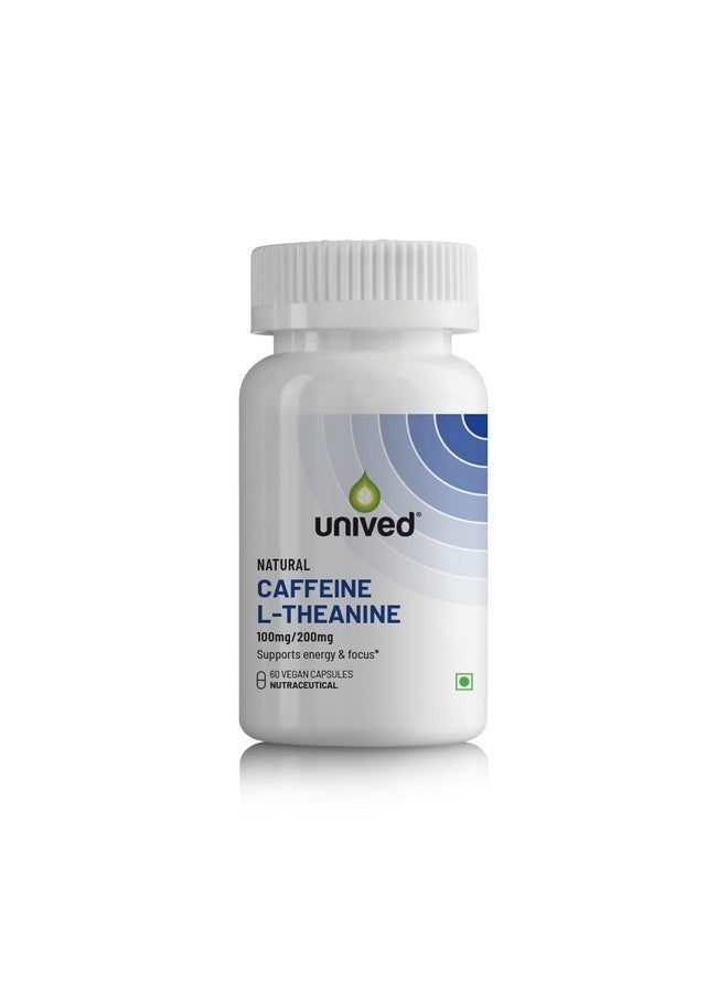 Unived Unived Natural Caffeine L-Theanine Capsules (100mg/200mg), for Energy & Focus, Nootropic, 60 Vegan Capsules  - Image 1