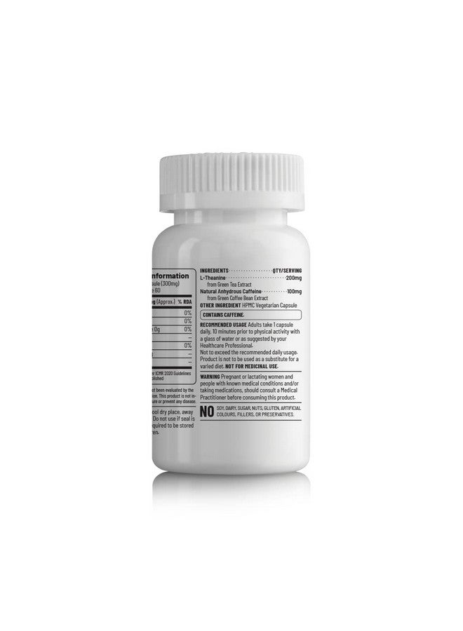 Unived Unived Natural Caffeine L-Theanine Capsules (100mg/200mg), for Energy & Focus, Nootropic, 60 Vegan Capsules  - Image 3
