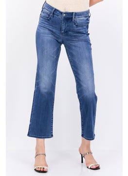 NYDJ Women Washed Stretchable Wide Leg Denim Jeans, Blue  - Image 1