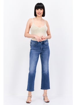 NYDJ Women Washed Stretchable Wide Leg Denim Jeans, Blue  - Image 4