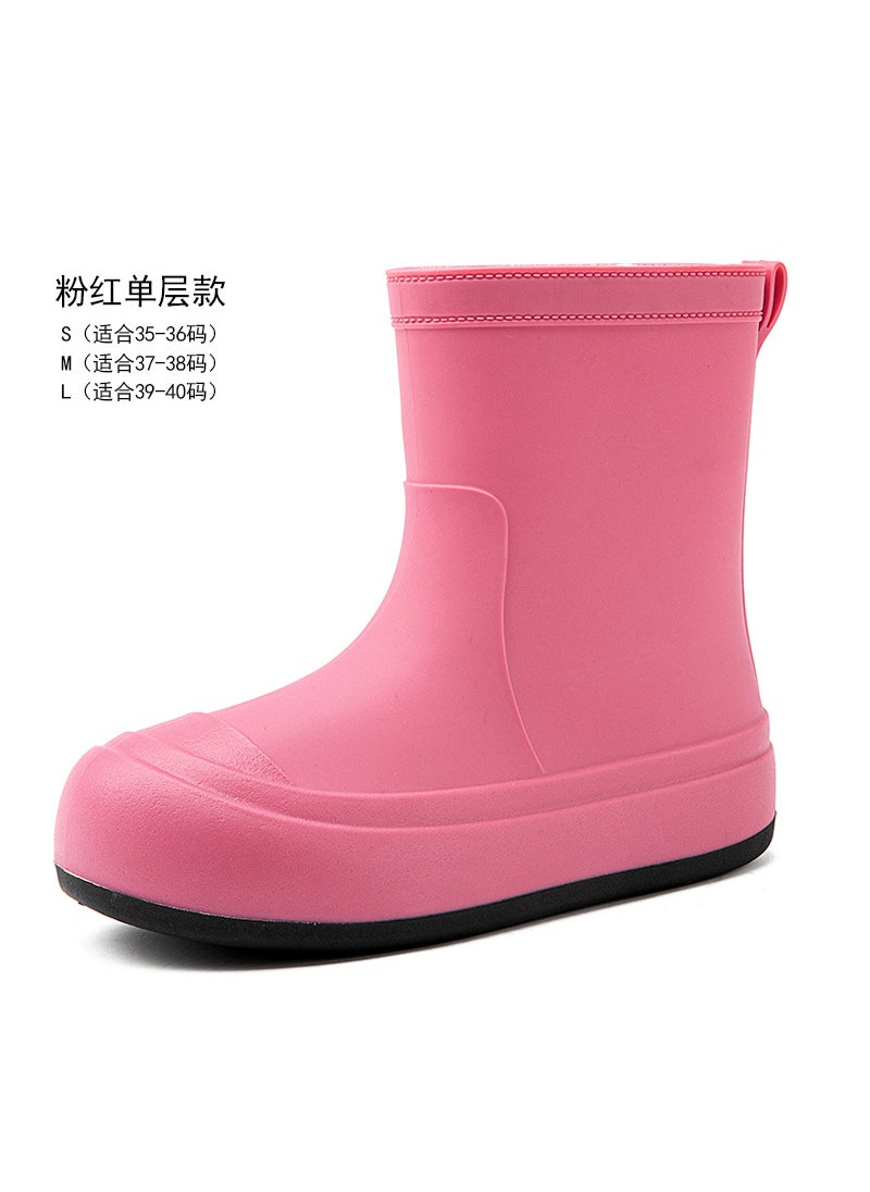 Generic Fashionable Waterproof Anti-Slip Womens Rain Boots Pink 