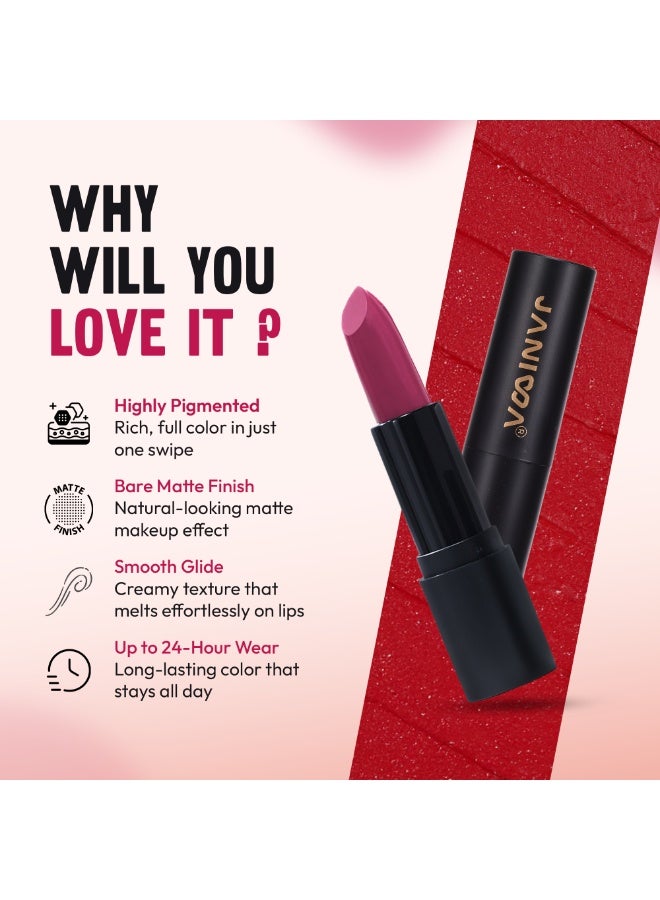 JANIWA Pink Berry Soft Matte Lipstick – Moisturizing Pink Lip Color, Lightweight Creamy Lipstick for Women, Smooth Velvet Finish Lip Makeup - Image 4