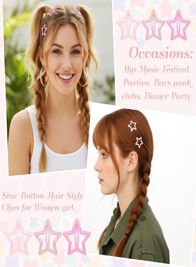 HaiFafafaing 30 PCS Star Hair Clips,1.18" Pink Star Hairclips,Metal Snap Hair Barrettes,Cute Y2k Hair Clips Barrettes Stars for Girls Women - Image 5
