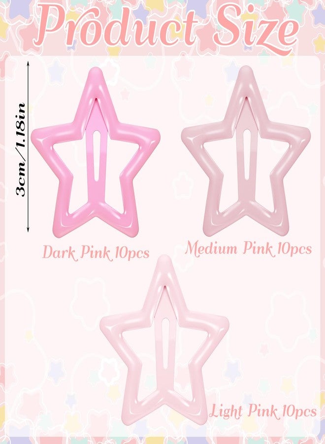 HaiFafafaing 30 PCS Star Hair Clips,1.18" Pink Star Hairclips,Metal Snap Hair Barrettes,Cute Y2k Hair Clips Barrettes Stars for Girls Women - Image 2