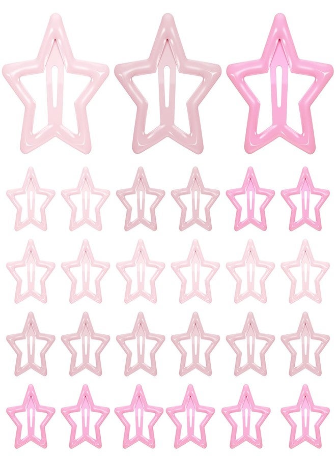 HaiFafafaing 30 PCS Star Hair Clips,1.18" Pink Star Hairclips,Metal Snap Hair Barrettes,Cute Y2k Hair Clips Barrettes Stars for Girls Women - Image 1