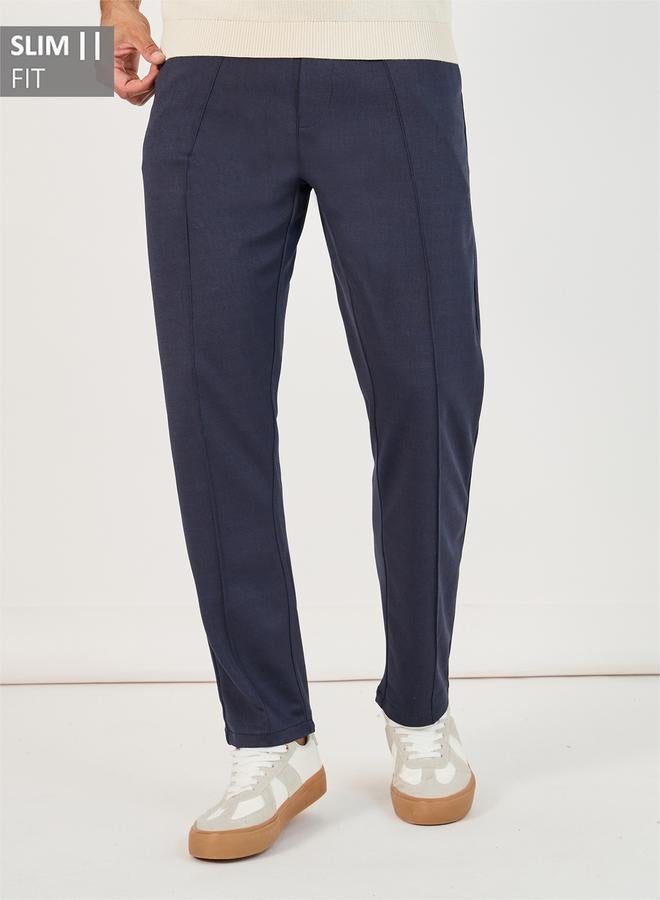 Styli Front Pintuck Knit Slim Fit Pants  - Image 1