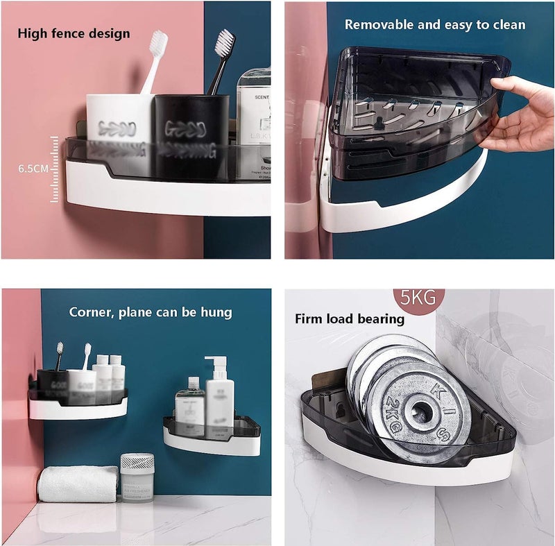 Cazuela Corner Shelf for Bathroom and Kitchen Shelf Adhesive Wall Mounted Bathroom Storage Rack Multipurpose Wall Shelves Shower Caddy Plastic Wall Shelf Multi Color - Image 5