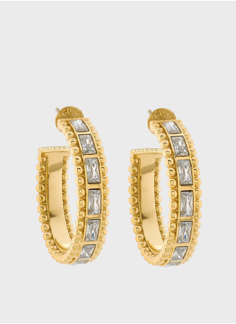 GUESS Golden Globes Baguettes Hoops Earrings  - Image 1
