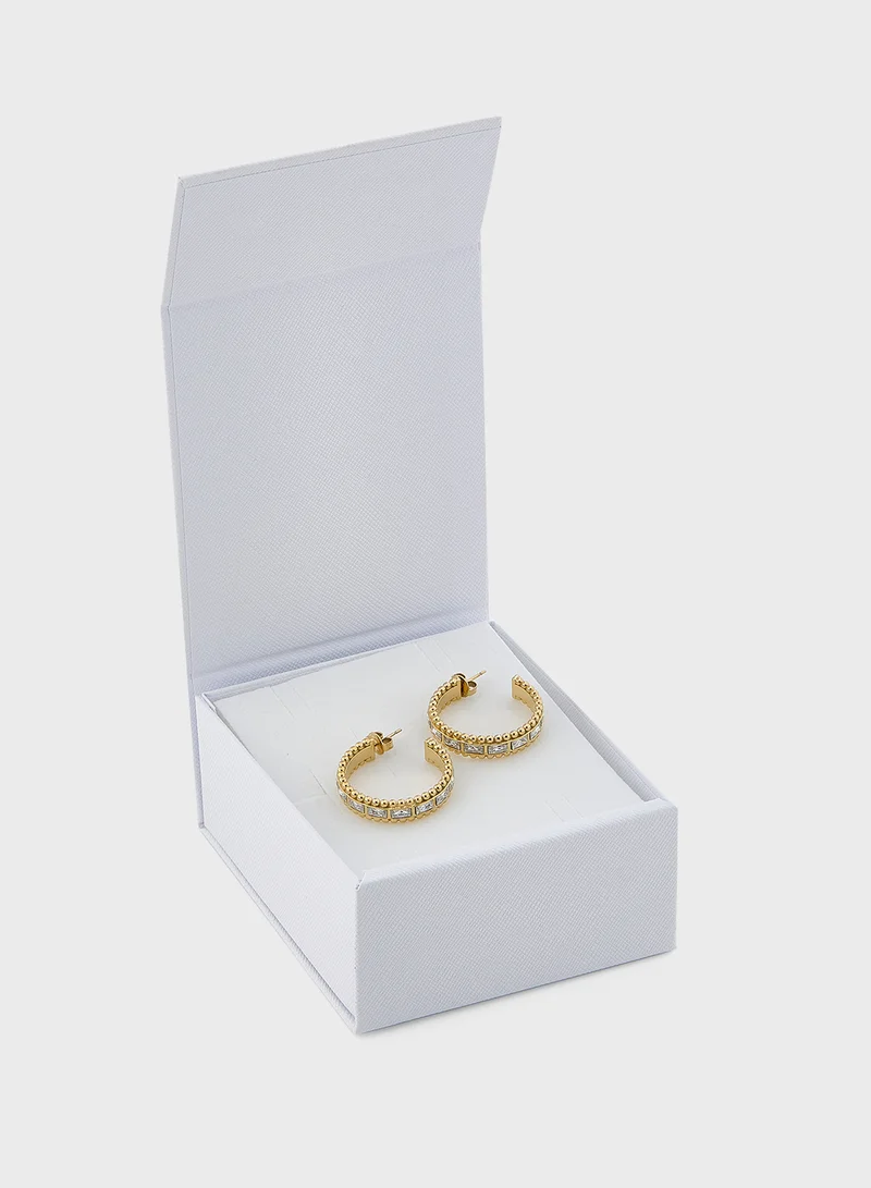 GUESS Golden Globes Baguettes Hoops Earrings