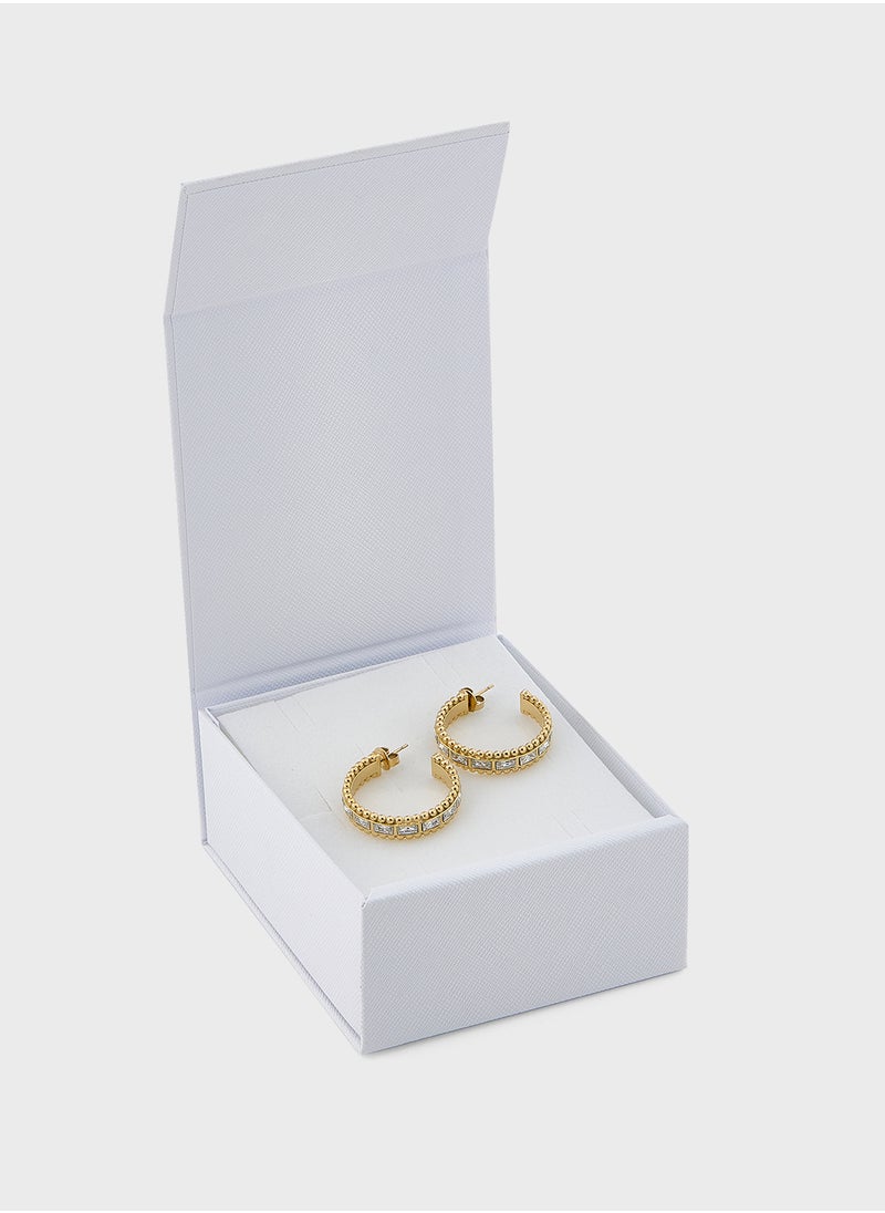 GUESS Golden Globes Baguettes Hoops Earrings  - Image 3
