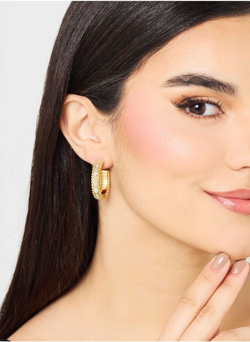 GUESS Golden Globes Baguettes Hoops Earrings  - Image 4