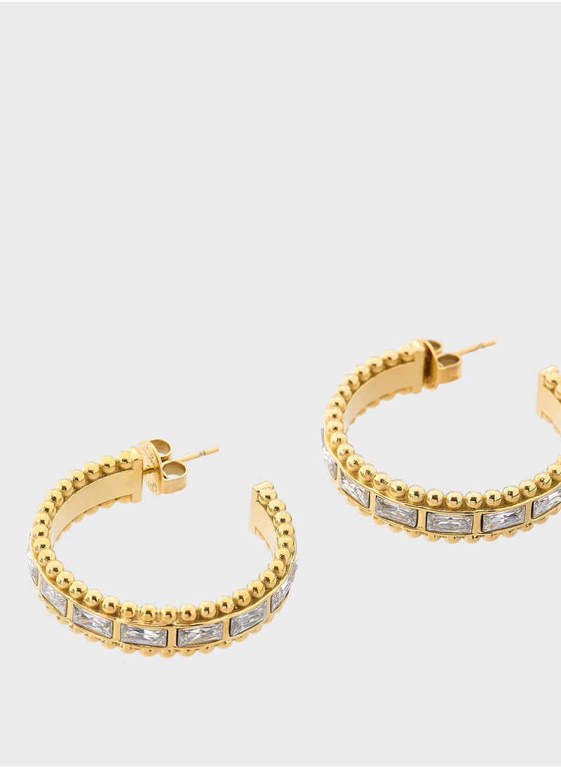 GUESS Golden Globes Baguettes Hoops Earrings  - Image 2