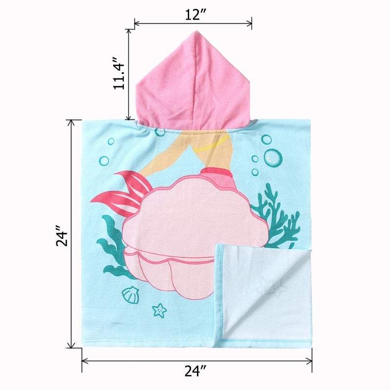 NovForth NovForth Kids Beach Towel for Boys Girls, Mermaid Hooded Bath Towel Wrap, Toddler Pool Towel with Hood  - Image 2