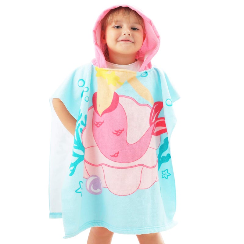 NovForth NovForth Kids Beach Towel for Boys Girls, Mermaid Hooded Bath Towel Wrap, Toddler Pool Towel with Hood  - Image 5
