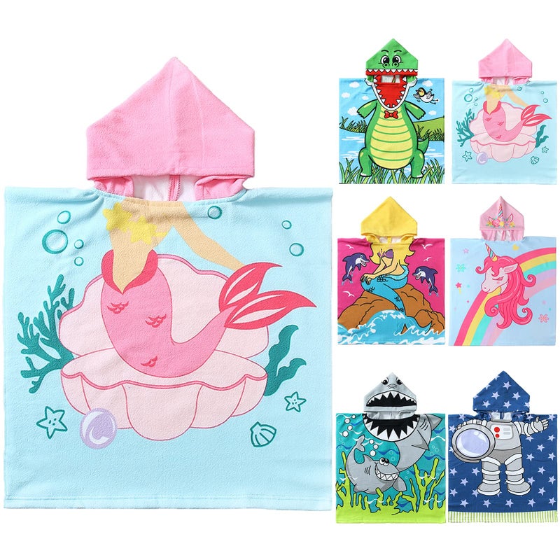 NovForth NovForth Kids Beach Towel for Boys Girls, Mermaid Hooded Bath Towel Wrap, Toddler Pool Towel with Hood  - Image 1