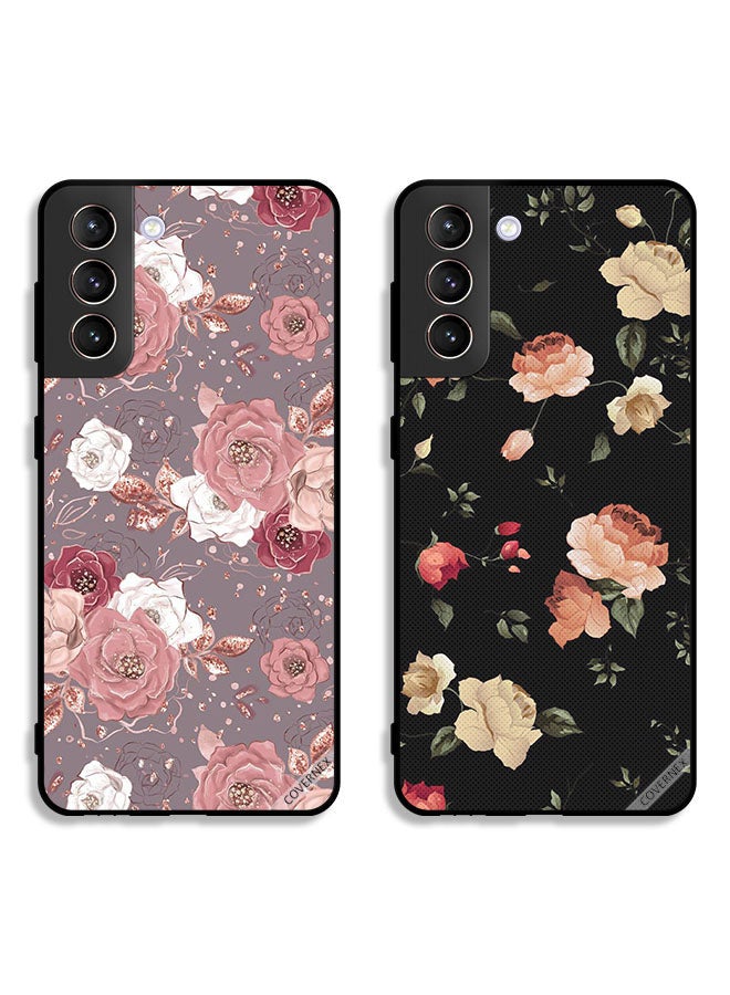 Covernex Two Cases For Samsung Galaxy S21 5G Protective Covers Floral Wallpaper and Colorfull Lotus  - Image 1