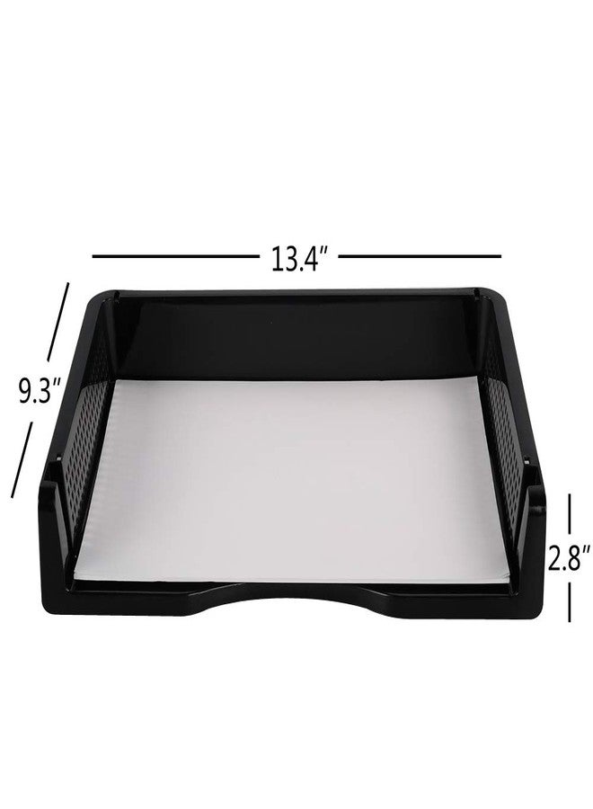 Kekow 6-Pack Plastic Stacking A4 Size Desk Organizer Tray, Stackable Document Letter Tray Holder, Black - Image 2