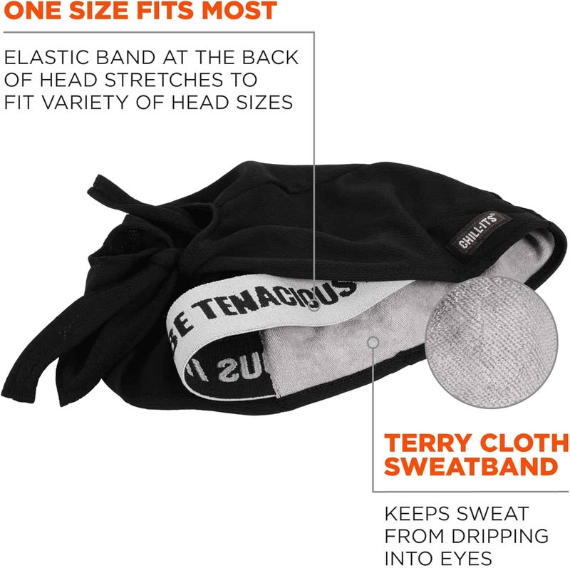 Ergodyne Chill Its 6615 High-Performance Bandana Do Rag - Terry Cloth Sweatband - Image 3